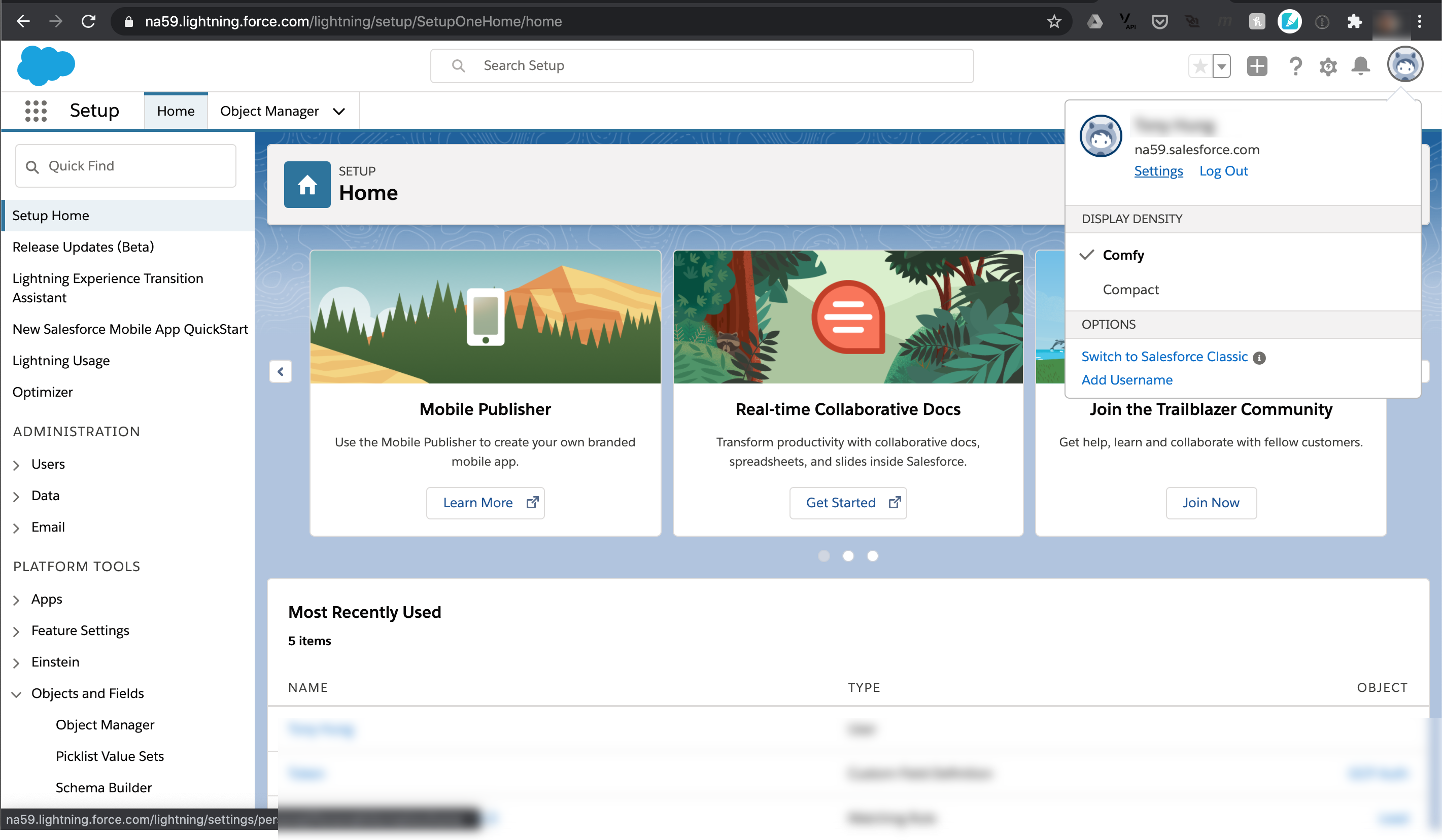 Screenshot of Salesforce dashboard